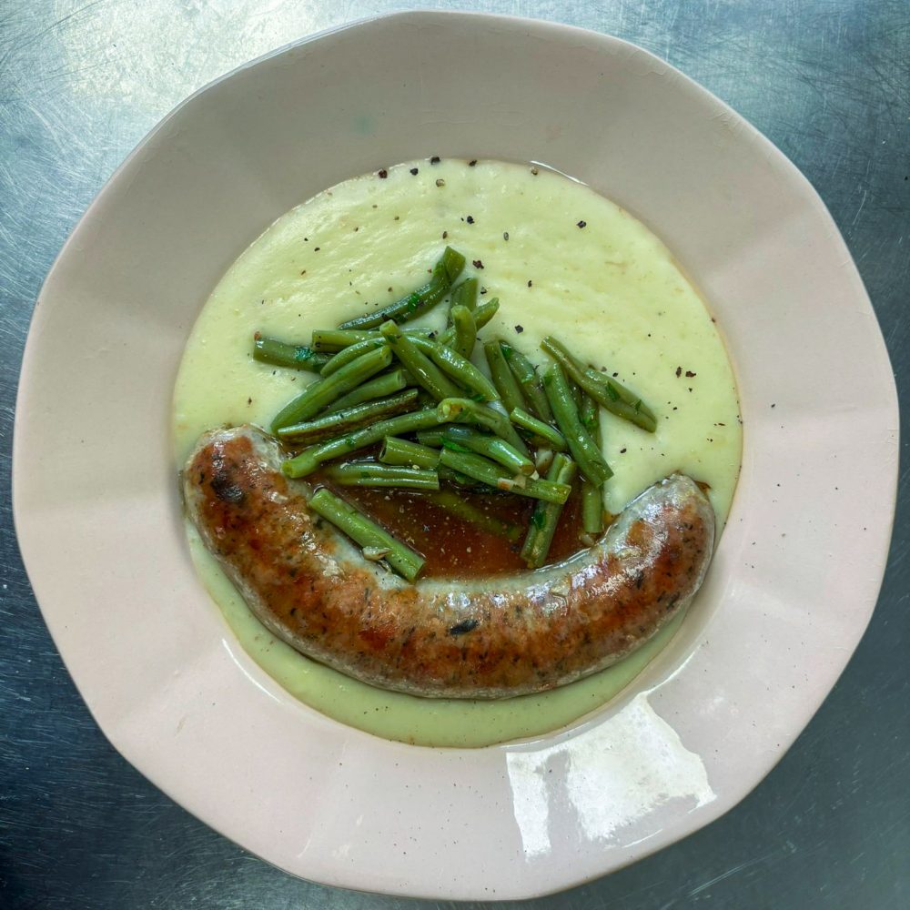 Aligot de Touraine, tomme fraîche BIO du Pré Joly, saucisse au Montlouis